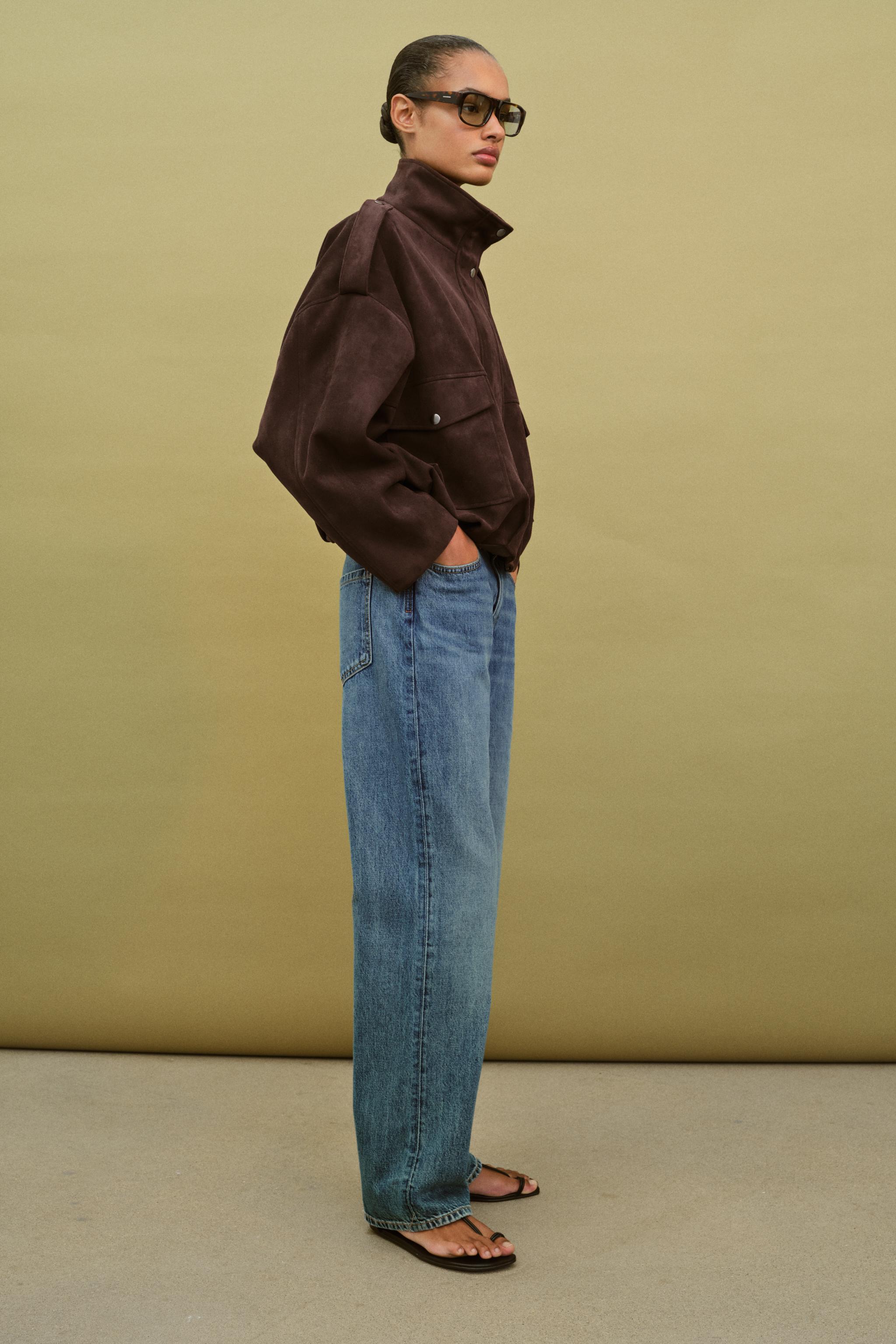 VESTE EFFET DAIM AVEC PATTES